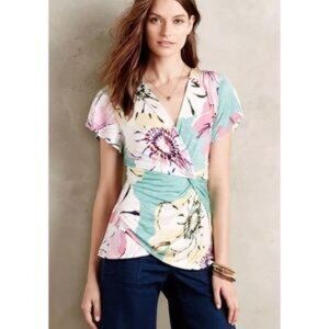 Anthropologie Deletta Azora Floral Sleeveless Wrap Top